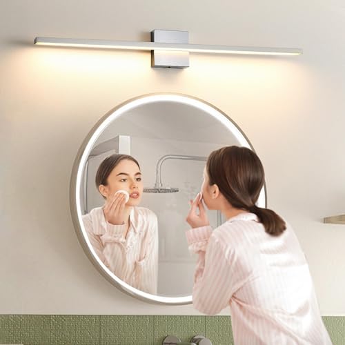 Image of Bathroom Light Fixtures Over Mirror, 32 Inch Brushed Nickel Bathroom Vanity Light, LED Modern Wall Sconce 3000K Bar Vanity Lights for Bathroo