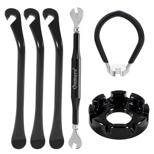 Oumers Bike Spoke Wrench, 3 Pieces Spoke Keys with 3 Bike Tire Levers, 6 Pieces Bicycle Repair Tool Kit, Cycling Pocket Tools for Wheel Rim Correction and Flat Tire Fix