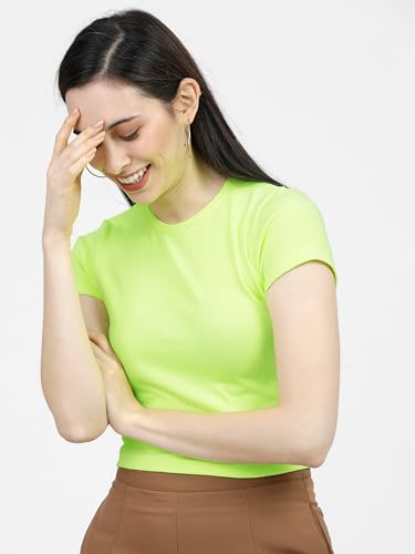Image of Tokyo Talkies Women's Regular Fit Tshirts | Solid | Short Sleeves |Round Neck | Western Tshirts