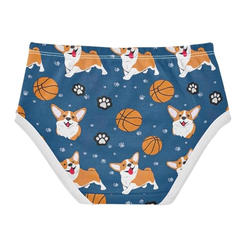 Happy Corgi Dogs Blue Girl Panties Cute Girls Underwear Toddler Cotton Personalized Underpants Briefs 2t2