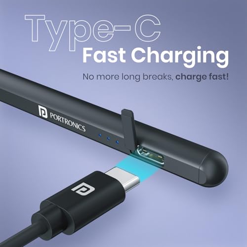 Image of Portronics Glide A, Stylus Pen for Android Devices /Smartphone /Tablet, Magnetic Attachment, Type-C Charging, Extra Nib, Smooth & Precise Writing for Notes & Drawing