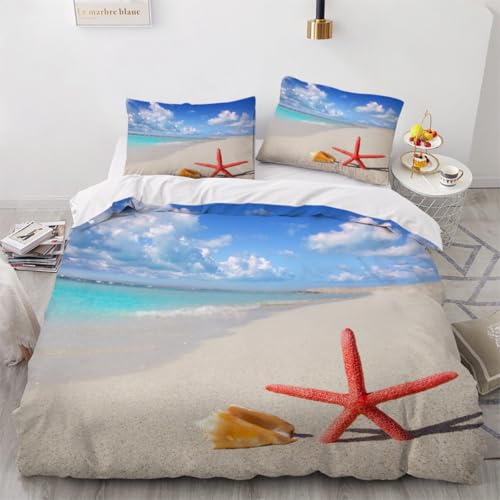 Parure housse de couette 140x200cm 100% microfibre douce océan - 3