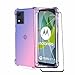 Produktbild WOBURN Silikon Hülle für Motorola Moto E13 mit 2 Panzerglas Schutzfolie, Handyhülle Transparent Dünne Weiche TPU Stoßfest Durchsichtige Schutzhülle Bumper (Blau Rosa)