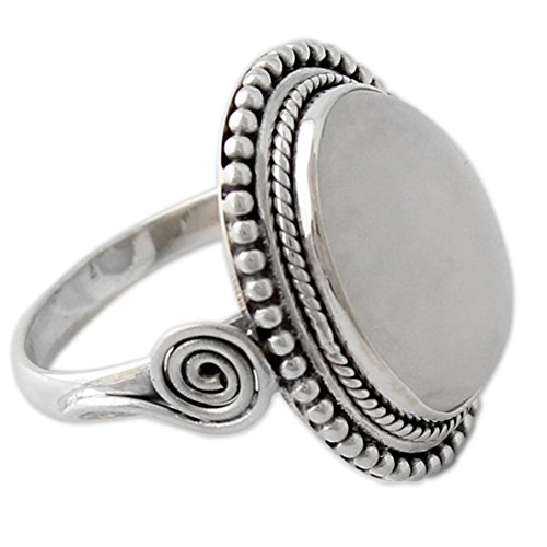 Novica Rainbow Moonstone .925 Sterling Silver Cocktail Ring, Rainbow Glow' #TOP1