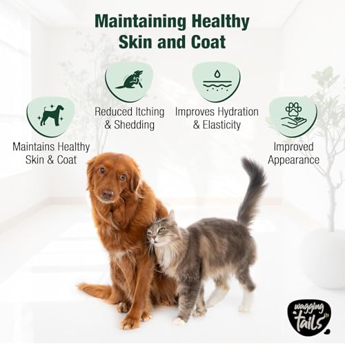 Image of Wagging Tails Skin & Coat Collagen for Dogs & Cats |Marine Collagen with Omega 3, 6 & 9, Biotin|Reduces Shedding & Itching|Shiny Fur & Healthy Skin|200g Powder|Pack of 2
