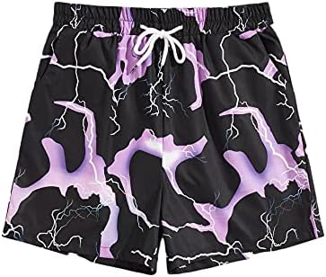 WDIRARA Men's Lightning Graphic Print Drawstring Casual Summer Beach Shorts Multicolored S