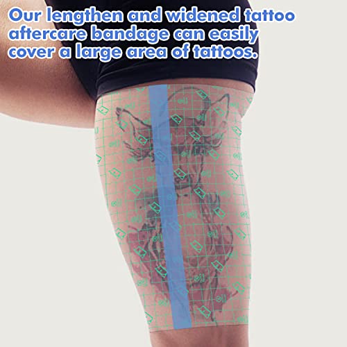 Tattoo Aftercare Waterproof Bandage (9.84 In X10.9 Yd Roll) Second Skin Wound Healing Protective Skin Adhesive Bandages Transparent Dressing Bandages Tattoo Supplies #TOP4