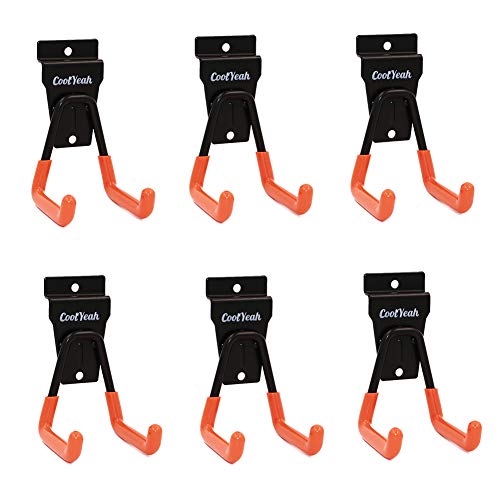 Flash Sale Buy 1 get 1 CoolYeah Slatwall Hooks Heavy Duty, Garage Storage Utility Double Hooks for Organizing Power Tools,Small U Hooks (Pack of 6, 2 × 2.8 × 4.2 inches)