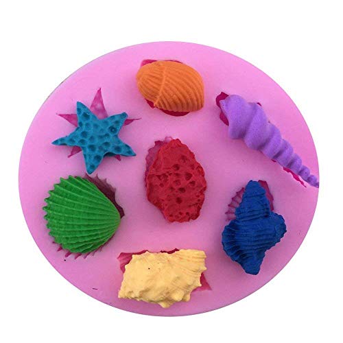 Moule en silicone pour décoration de gâteau fondant et à sucre, Silicone, 7 Seashells Cover