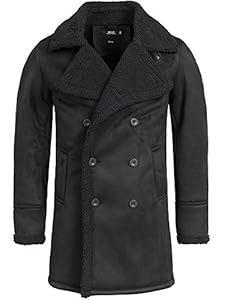 Indicode Herren Barlow Kurzmantel mit Reverskragen und Teddyfell | Mantel Parka Männer Black, L
