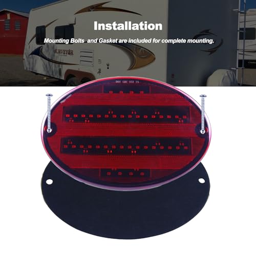XtraGlow Oval LED Tail Lights 8.5" Length 40LEDs Red LED Brake Stop Turn Tail Lights Surface Mount for Trailer RV Camper Motorhome Airstream, Pack of 2 by XtraGlow - Image 5