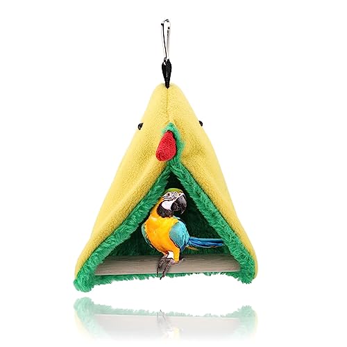 Image of Bird Hammock Bird hut for cage Warm Bird Bed Triangle Plush Hammock Cage Hanging Bird Tent 4.7inch*7.1inch Bird Bed for cage for Birds Parrots Nests