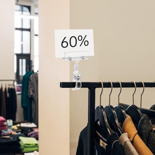 DUZEPA 30 Stück drehbare Schilderhalter aus Kunststoff, Halter für Preisschilder für Warenschilder, für die Preisanzeige im Supermarkt, für das Home Office, für Memo-Tischkarten