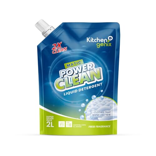 Image of Washing Machine Liquid Detergent Refill Pouch for Top load Washing - 2kg | No Soda Formula | with Added Fabric Conditioner (Green)