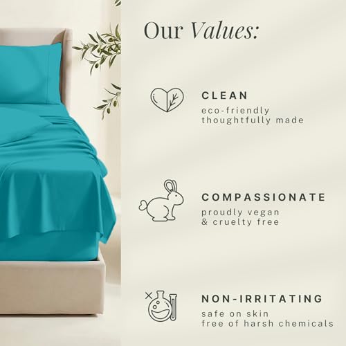 Image of Hearth & Harbor Extra Deep Pocket Sheets - Fits Mattress 18-24 Inches Deep - Extra Deep Pocket Twin XL Sheets Sets - 4 Piece Twin XL Size - Teal