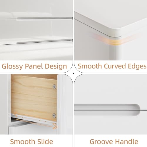 Image of High Gloss Dresser for Bedroom, 60.2 inch Wide 9 Drawer Dresser, White
