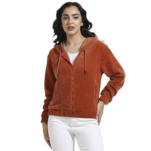 Image of PINACOLADA Women's Grey Zip-Front Horizontal Striped Hoodie for Casual Wear | Hooded Neck | Long Sleeve | Zipper Closure | Cotton Sweatshirt Crafted with Comfort Fit for Everyday Wear
