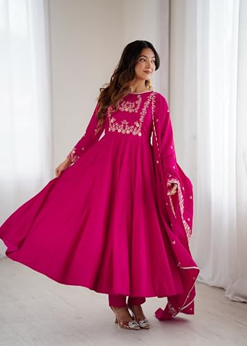 Image of ZUVAANYA Ready To Wear Indian /Pakistani Party Wear Women's Embroidery Faux Georgette Anarkali Floral Gown For Women