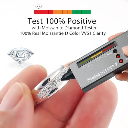 Moissanite Wedding Rings for Women,925 Sterling Silver Plated 18K White Gold,D Color VVS1 Moissanite Half Eternity Promise Rings for Her Gift4