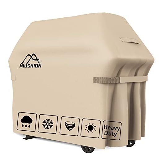 Miushion Grill Cover, 58 Inch Heavy Duty Outdoor BBQ Grill Cover for Weber, Brinkmann, Char Broil, Holland and Jenn Air etc. UV Fade/Rip Resistant, Waterproof (Beige)