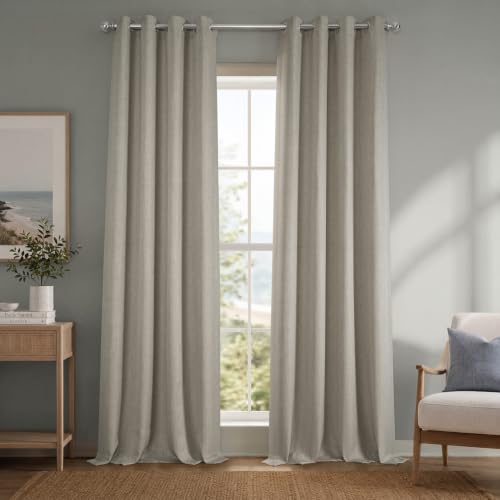 Image of HPD Half Price Drapes Grommet Linen Curtains 84 Inches Long Room Darkening Curtains for Bedroom & Living Room (1 Panel), 50W x 84L, Oatmeal
