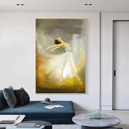 Peinture abstraite ballerine grand format pour habiller un grand mur vide de salon