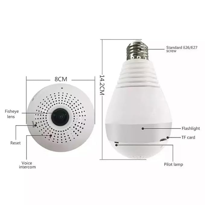 Image of DDLC 3MP Indoor WiFi Light Bulb Camera for Home Security with 360 View | Smart LED Wireless Light Socket Bulb | Motion Detection & Mobile App V380 Pro (Bulb Camera)