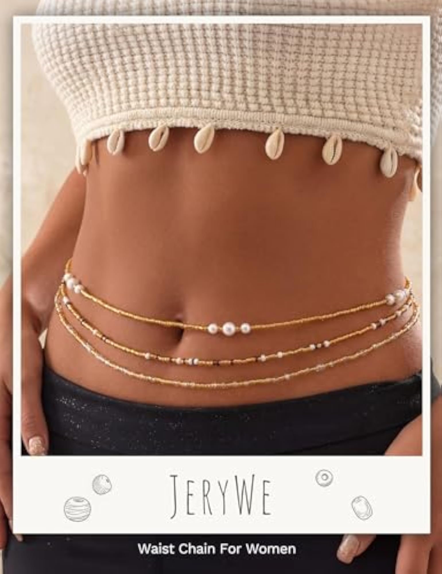 3pc Handmade Colorful Elastic Beaded Body Chain Set