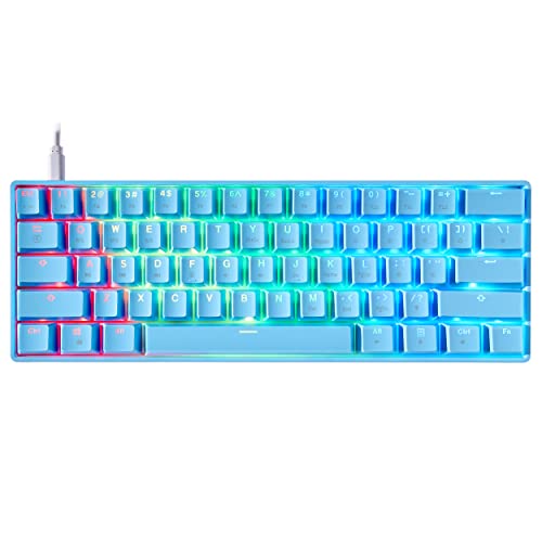 Image of GK61s Mechanical Gaming Keyboard - 61 Keys Multi Color RGB Illuminated LED Backlit Wired Programmable for PC /Mac Gamer (Gateron Mechanical Black, Blue)