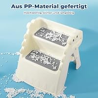 Tritthocker Kinder, Hocker Kinder Klappbar Tritthocker 2 Stufen, Rutschfester Hocker Kinder Bad Anti-Kipp Trittschemel für Baby Kinderhocker für Badezimmer und Küche (Cremefarben) – Ansicht 5