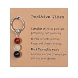 GAZIL Natürlicher Steinkugel Schlüsselanhänger mit Grußkarte, Geschenk mit Positiver Energie, Edler Heilstein Schlüsselring für Energie & Motivation, Inspirationsgeschenk für Freunde & Familie