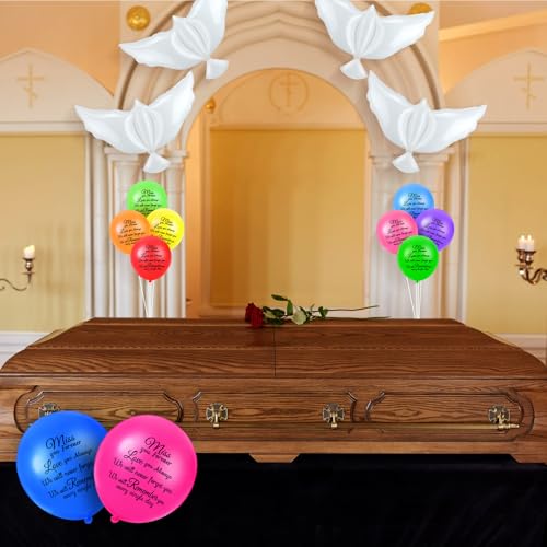 Image of Skylety 36 Pcs Memorial Balloons to Release with Dove Balloon,Multicolor | Helium, Remembrance for Heavenly Birthday, Memorial Services, Release in Sky Ceremony, Forever in Hearts Messages