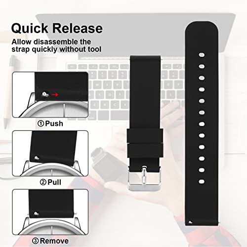 cobee Silicone Watch Bands Quick Release Waterproof Soft Rubber Replacement Watchbands Straps with Stainless Steel Buckle Watch Band for Men (22mm) by cobee - Image 5