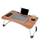 Lap Desk,Portable Foldable Laptop Tray Table，Breakfast Tray with Foldable Legs, Portable Lap Standing Desk（Walnut）