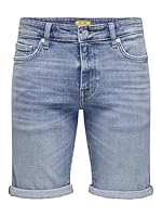 ONLY & SONS Herren Jeans Shorts ONSPly Denim Bermuda mit Aufschlag 22028772 Medium Blue Denim L