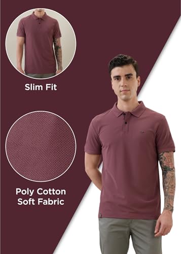Image of Nostrum Cotton Half Sleeve T-Shirt for Men Boys, Regular Fit, Cherry, Stylish Mens T-Shirts, Polo T Shirt for Man, Collar T Shirts for Men