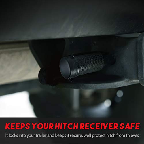 Mictuning Hitch Lock 5/8 Inch Bent Pin Trailer Hitch Receiver Lock - Upgraded Zinc Alloy Tubular Lock Core Hitch Pin With 2 Keys And Rubber Cap For Class Iii Iv 2" 2-1/2" Inch Receiver #TOP4