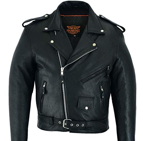 Milwaukee Riders Mens Motorcycle Classic Police Style M/C Old school Jacket Blk Cow Hide Leather (60) Milwaukee Riders Mens Motorcycle Classic Police Style M/C Old school Jacket Blk Cow Hide Leather (60)