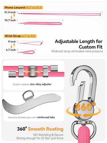 TNSNK 4-IN-1 Phone Lanyard, Adjustable Cell Phone Lanyard with 2 Tether Tabs, Men Women Wrist Strap for iPhone,Smartphone - image 4