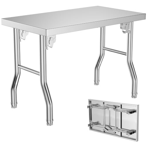 Worcest Stainless Steel Folding Table, 48 X 24 Inch Restaurant Tables