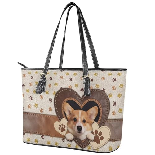 Bolso tote para mujer de GIFTPUZZ, bolso de hombro de cuero grande con correa ajustable y cierre de cremallera, impermeable miniatura 7
