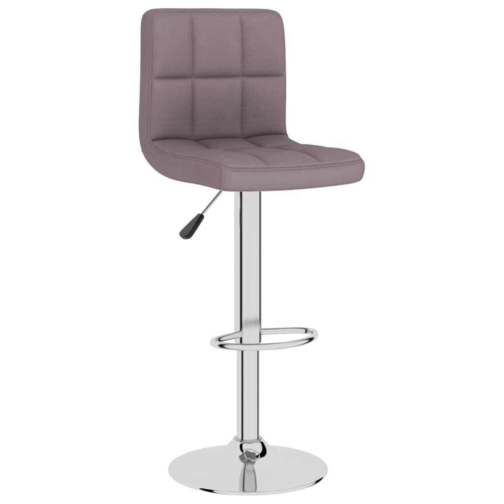 Taboret barowy 2 szt. materiał w kolorze szarobrązowym (taupe), regulacja wysokości z podnóżkiem, obracany o 360 stopni, chromowany stelaż metalowy, krzesło tapicerowane do kuchni, baru