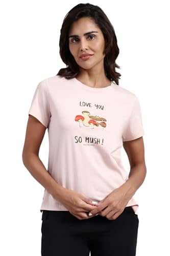 Image of Van Heusen Women's Cotton T-Shirt | Soft Breathable Cotton | Relaxed fit | Lounge Tee| Printed | Round Neck | Short Sleeve| Comfortable Everyday Wear | Style 55432
