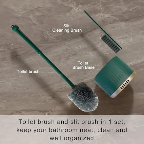 Image of HomeCloud Wall Mounted Silicone Toilet Brush | Soft Bristle Bathroom Cleaning Brush with Holder | Modern Japanese Design | Quick-Drying & Hygienic (Dark Green)
