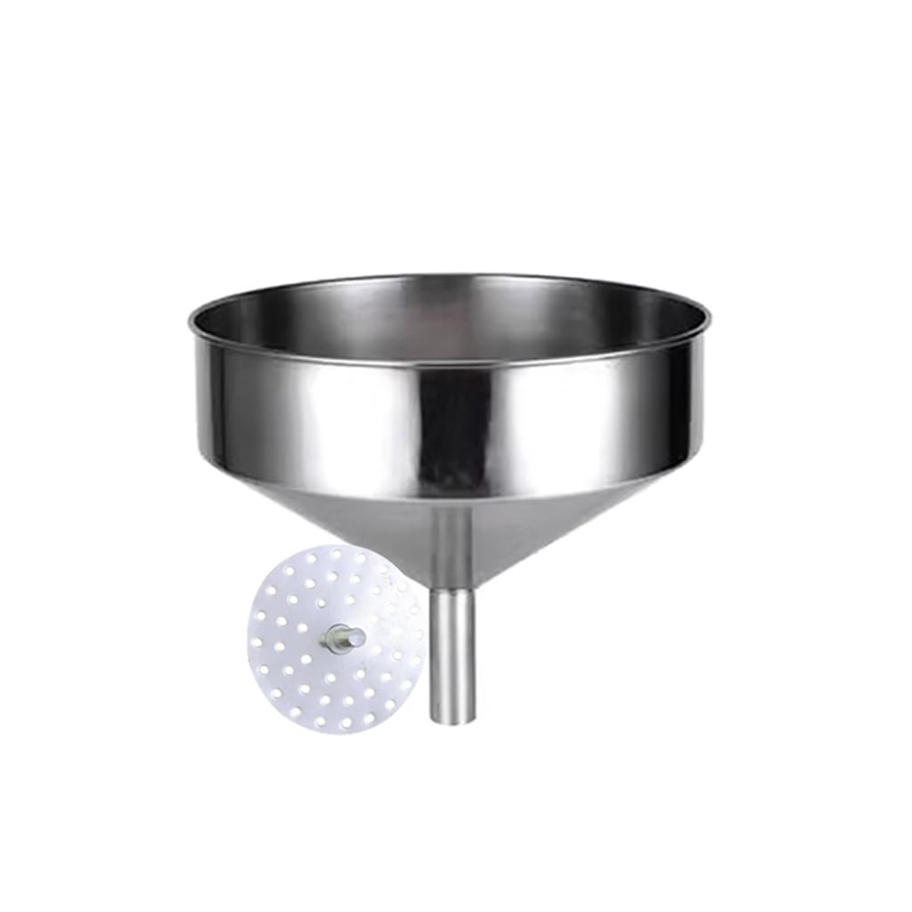 Edelstahl-Trichter, Große Küche mit Sieb for Umfüllen von Flüssigkeiten, Körnern, Pulvern, Metallkochen(30/3.8cm)