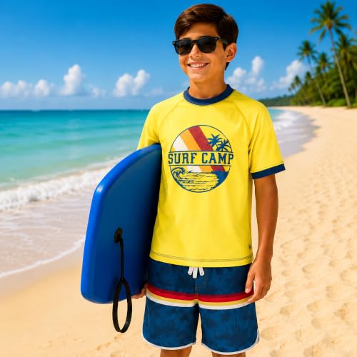 Image of iXtreme Boys Swim Set - 2 Piece Rash Guard Short Sleeve Swim Shirt and Boys Swim Trunks for Infants Toddlers & Big Boys