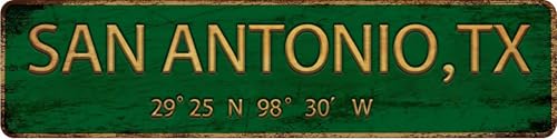 Vintage Metal Tin Sign SAN ANTONIO,TX 4''x16'' inch, Street Sign