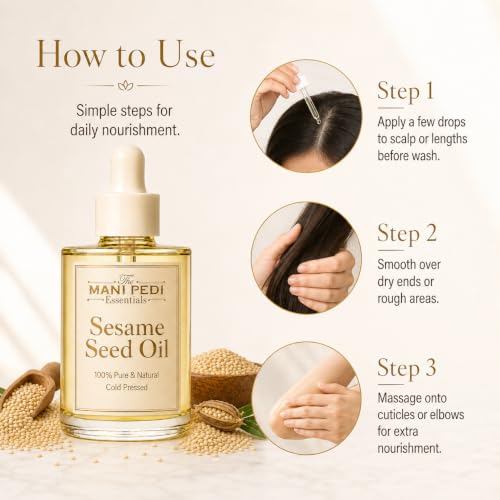 Image of TMPE Sesame Seed Oil, 100% Pure Cold & Pressed| Natural Til Oil for Face, Body Massage for Deeply Moisturized Skin 30ml