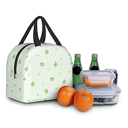 Carati Insulated Lunch Bag For Women, Cooler Tote Reusable Lunch Box Container For Work Office Picnic Little Green Frog Cute #TOP7