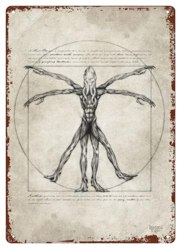 JIOBEATS Vitruvian Mind Flayer Baldur's Poster Gate III Dungeons Game And Dragons - Letrero de metal de 20 x 30 cm, diseño retro vintage de cueva de hombre